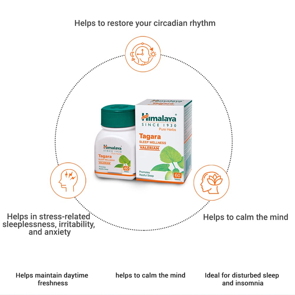 Himalaya Wellness Pure Herbs Tagara Sleep Wellness | Promotes Restful Sleep | - 60 Tablets