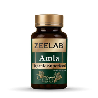 Zeelab Organic Superfood Amla Capsules | 500mg Pure Emblica Officinalis Extract | Natural Vitamin C & Antioxidant Supplement for Immunity, Digestion, Skin, Hair & Overall Wellness â€“ 100 Veg Capsules