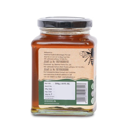 Hexhive Van Tulsi Honey | Pure Organic Honey | Tulsi Plant Infused Honey | Boosts Immunity & Relieves Cough | Ayurvedic Wellness Superfood | Sustainably Collected | No Added Sugar | 500g