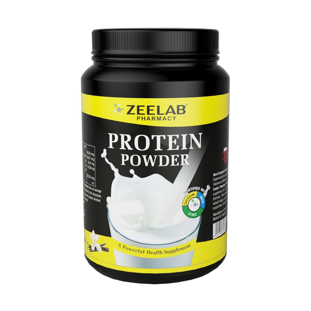 Zeelab Protein Powder 500g Vanilla Flavour | Health And Nutritional Protein Drink For All Age Group | 25 Vital Nutrients to Support Strength, Immunity and Active Life (Vanilla 500g)
