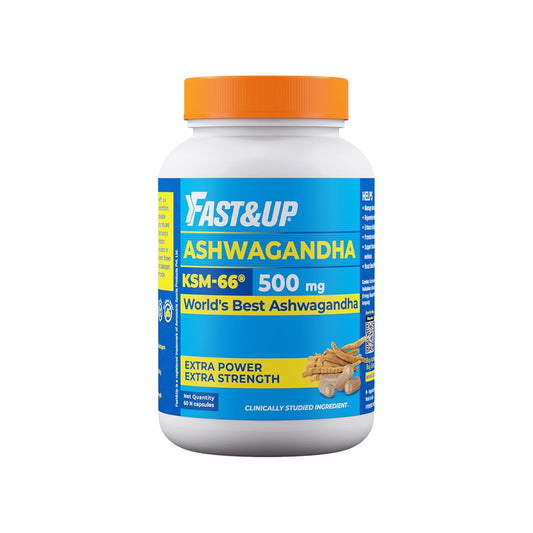 Fast&Up 500mg KSM-66Â® Ashwagandha â€“ World's Best Ashwagandha (60 Capsules) for Extra Strength & Power | Stress Relief | Natural Vitality Booster | Pure & Potent