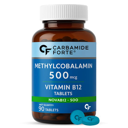 Carbamide Forte Vitamin B12 Supplements | B12 Vitamin Tablets - Methylcobalamin 500mcg | Best Vitamin B-12 Supplement For Men & Women - 90 Tablets