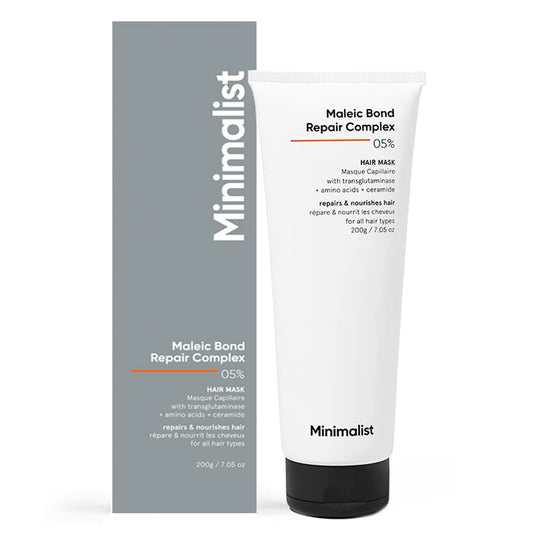 Minimalist Hair Mask For Frizzy Hair, Repairing Dry, Damaged & Dull Hair | Maleic Bond Repair Complex 05% with Transglutaminase, Amino Acids & Ceramides | For Damaged & Treated Hair | Controls Frizzy Hair | For Women & Men | 200 gm