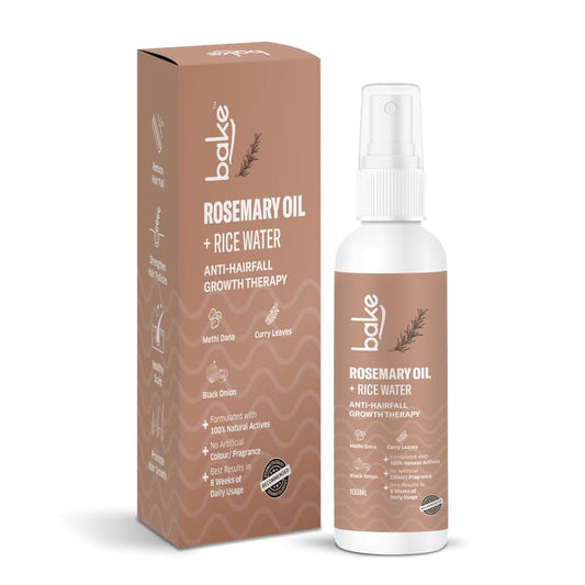 BAKE Rosemary Oil Hair Growth Serum Spray with Rice Water & Methi Dana | For Hair Fall, Hair Regrowth & Keratin Treated | Strengthen Hair Follicles | For Women & Men | 100ml