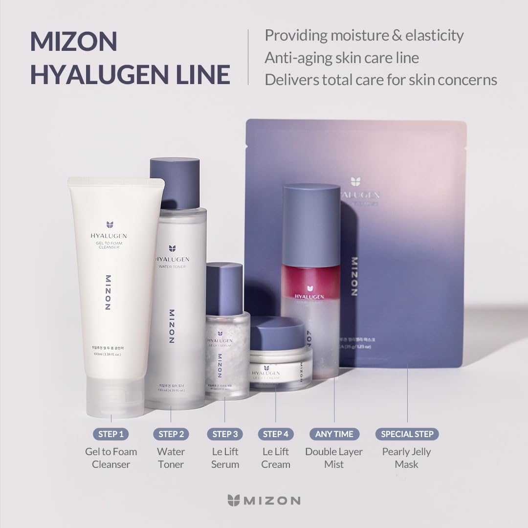 MIZON Hyalugen Gel To Foam Cleanser Collagen Hyaluronic Acid Hydrating Hypoallergenic Face Wash for Dry Skin Moisturizing Korean Skincare - 100 ml
