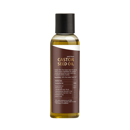 Zeelab Castor Seed Oil 200ml | 100% Pure Cold Pressed | Castor Oil for Skin, Hair Growth, Dandruff, Cleansing & Massage | Multipurpose Herbal Oil for Men & Women