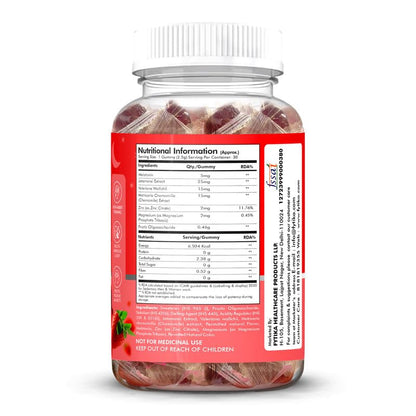 Fytika Melatonin Gummies 5mg - 30 Gummies (Pack of 1)| for Men & Women | Jatamansi, Chamomile, Valeriana, Zinc & Magnesium | No Added Sugar | Natural Strawberry Flavour