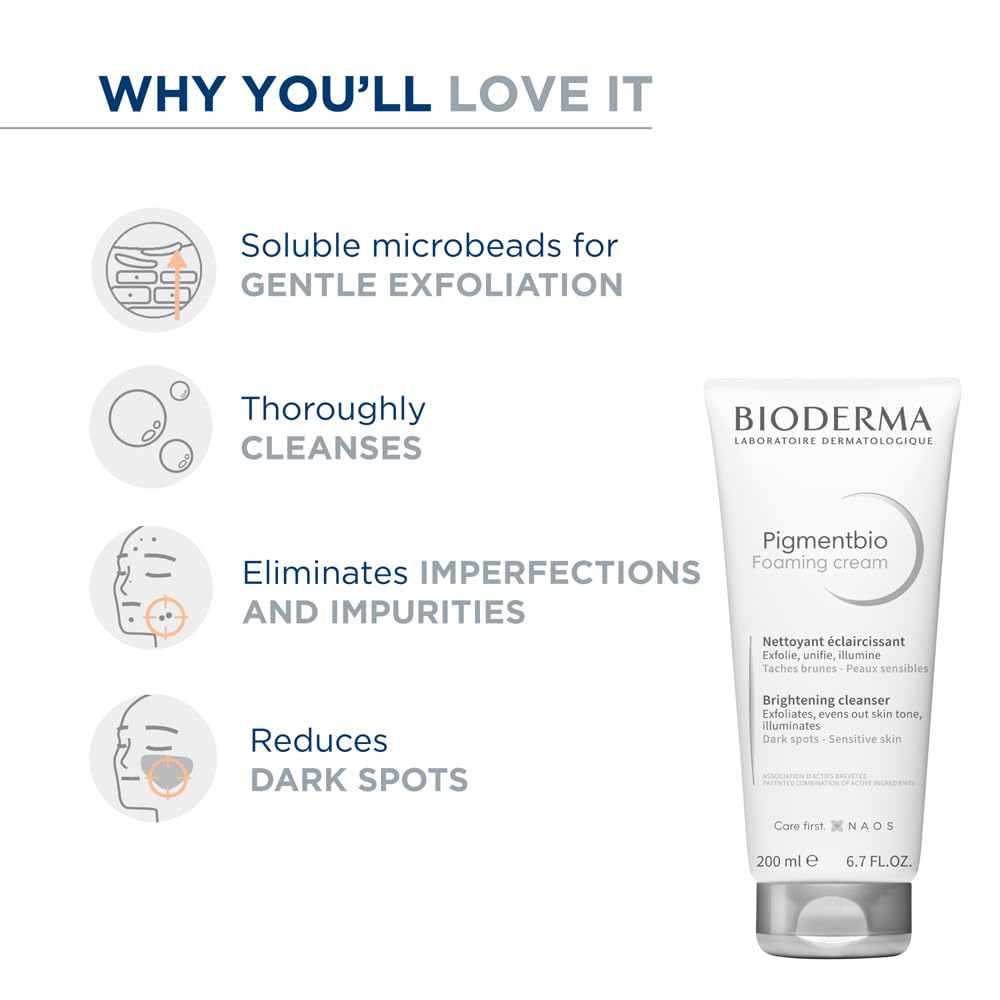 Bioderma Pigmentbio Foaming Cream Brightening Exfoliating Cleanser (Face & Body Wash) For Brightened Skin, 200 ml