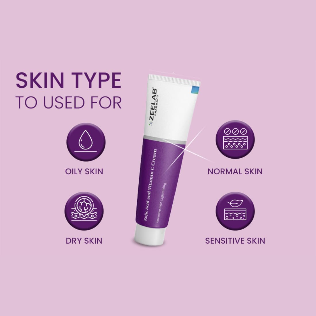 Zeelab Kojic Acid 2% and Vitamin C Cream â€“ Advanced Formula for Pigmentation, Dark Spots, Age Spots, Acne Marks & Uneven Skin Tone â€“ 20g Tube