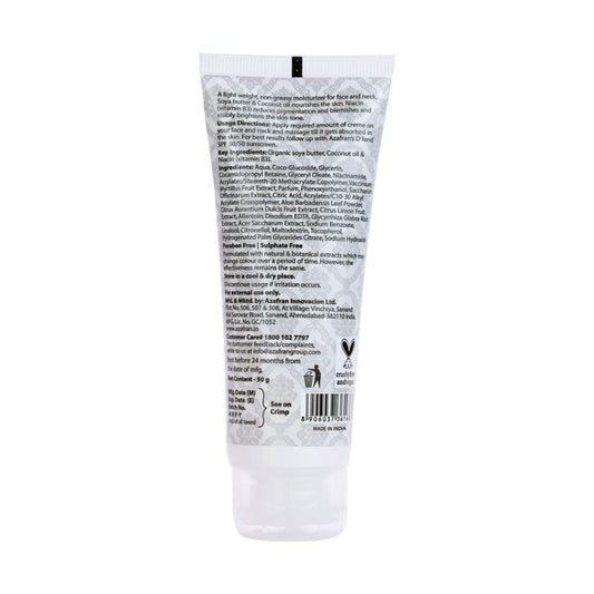 Azafran Organics Skin Brightening and Lightening Face Cream, For Normal and Dry Skin, With Vitamin B3, Soya Butter, Coconut Oil, Evens Out Skin Tones, Restores Youthful Glow. 50g