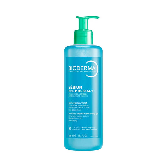 Bioderma Sebium Gel Moussant Purifying Cleansing Foaming Gel Combination To Oily Skin, 400ml