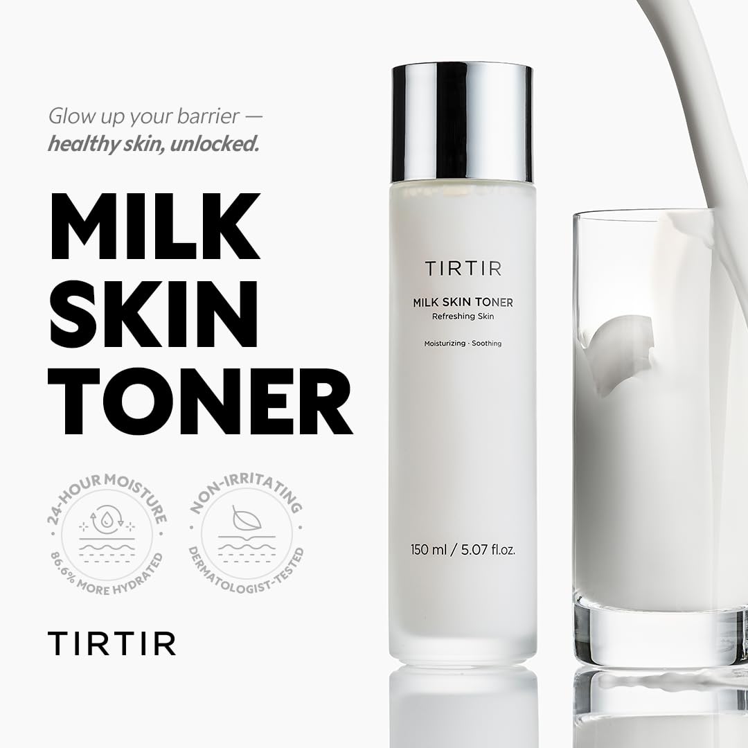 TIRTIR Milk Skin Toner 50 ml | Deep Moisturizing, Instant Glow, 2% Niacinamide, Rice Bran Extract, Ceramide, Panthenol, Cruelty-Free, Fungal Acne Friendly, Vegan, 1.69 fl.oz.