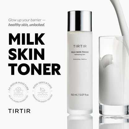 TIRTIR Milk Skin Rice Toner | Deep Moisturizing, Hydrating Toner for face | Niacinamide, Ceramide, Rice Bran Extract | Nature-Oriented Ingredients for Korean Skin Care | Vegan, (150 ml)