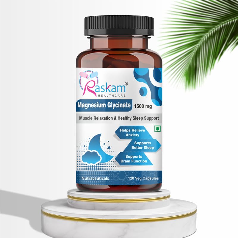 Magnesium Glycinate Capsules, 100 Veg Capsules, Muscle Relaxation & Healthy Sleep Support (1500 mg)
