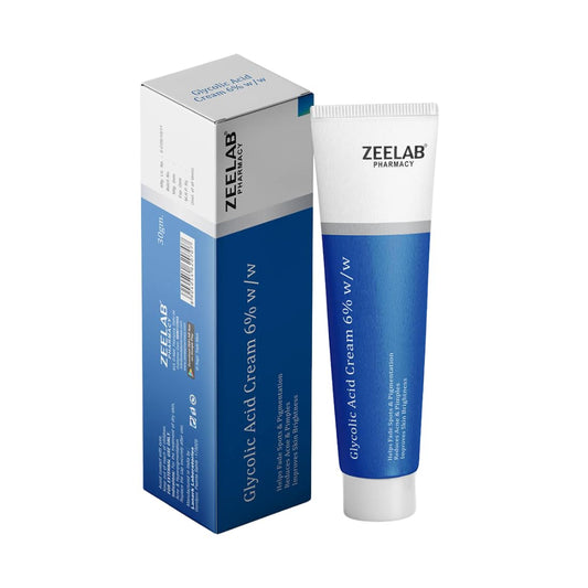 Zeelab Glycolic Acid 6% Cream for Acne, Dark Spots, Oily & Dry Skin, Acne Scars & Pigmentation â€“ Exfoliating & Brightening 6 Percent Glycolic Acid Cream for Face â€“ Dermatologist Recommended â€“ 30g