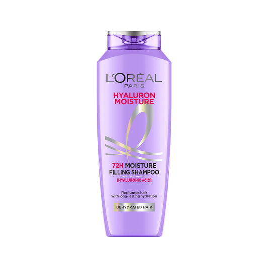 L OrÃ©al Paris Moisture Filling Shampoo, With Hyaluronic Acid, For Dry & Dehydrated Hair, Adds Shine & Bounce, Hyaluron Moisture 72H, 340Ml.