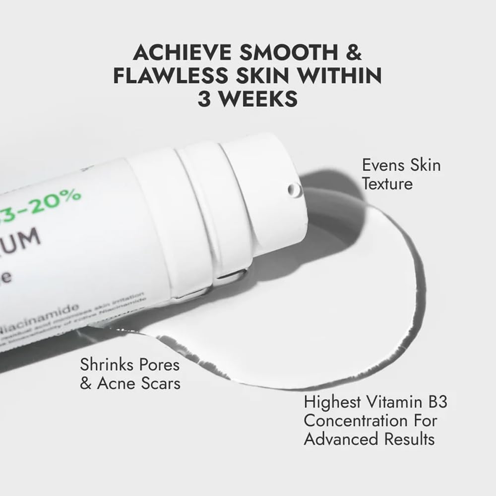 Cos-IQ 20% Niacinamide Face Serum For Clear Glowing Skin, Bright Skin, Reduces Dullness, Hydrates & Repairs Skin with Vit B3 & Hyaluronic Acid for Targets Acne Marks | For Women & Men | 30ml