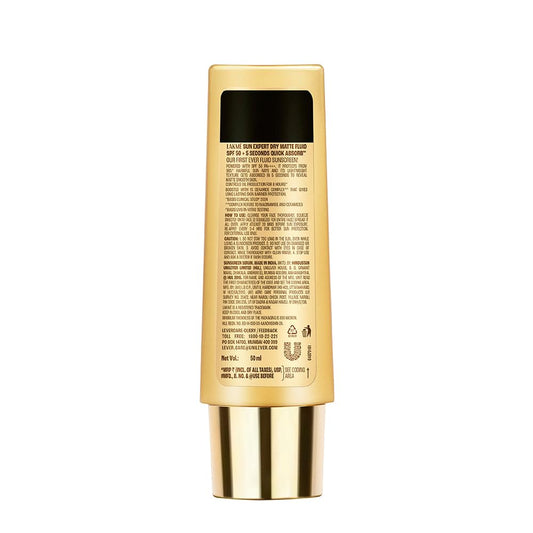 LAKMÃ‰ Sun Expert, Dry Matte Fluid Sunscreen, 50ml, for Oily and Combination Skin, with 1% Niacinamide & Ceramide, SPF 50 PA++++, Quick Absorbing, no White Cast