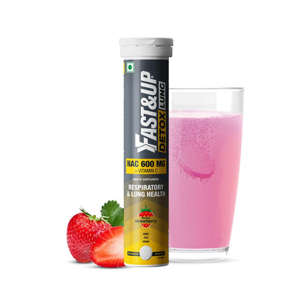 FAST&UP Detox Lung N-Acetylcysteine 600mg + Vitamin C - Lung Protective Supplement, 20 Tablets â€“ Respiratory & Lung Health - Strawberry Flavour