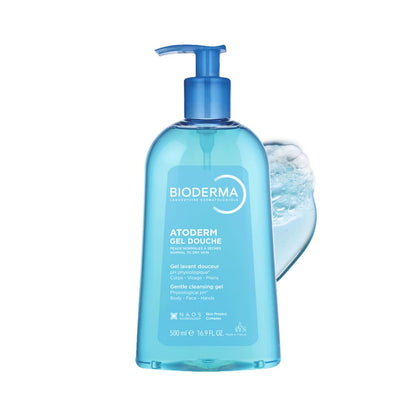 Bioderma Atoderm Gel Douche Ultra Gentle | Soap-Free Daily Use Shower Gel with Niacinamide for 24H Hydration & Glycerin| Boosts Hyaluronic Acid & Ceramides | Normal to Dry Skin (500 ml)