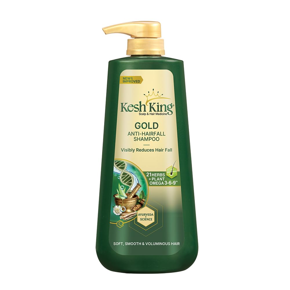 Kesh King Gold Anti Hairfall Shampoo, Reduces Hair Fall, Makes Hair Strong, Strengthens, Nourishes & Conditions, For Soft, Smooth & Voluminous Hair, For Men & Women, 600 ml