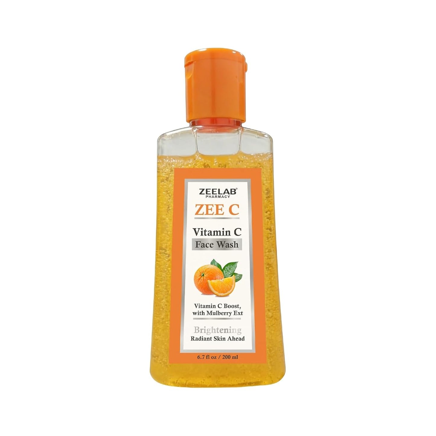 Zeelab ZEE-C Vitamin C Face Wash 200ml | Brightening Face Cleanser with Niacinamide, Aloe Vera, Licorice & Mulberry Extract | Helps Reduce Dullness, Dark Spots & Excess Oil | Gentle Daily Face Wash for Oily, Normal & Combination Skin