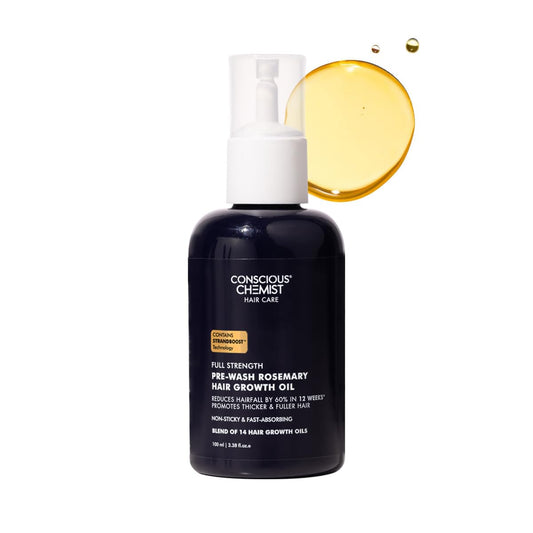 Conscious ChemistÂ® Full Strength Hair Growth Oil | Rosemary, Red Onion & Moringa | With Yeast Extract | 14 Oil Complex | Reduces Hair Fall, Nourishes Scalp & Promotes Hair Growth | For All Hair Types | Women & Men | 100ml