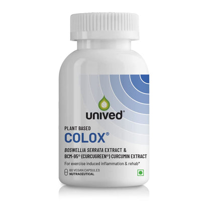 Unived Colox, For Exercise-Induced Inflammation, Injury, & Rehab | Pain Relief, Supports Muscle & Tissue Strengthening, Joint Support | Boswellia, BCM-95Â® Curcumin, D3| 60 Capsules, 1 month Supply