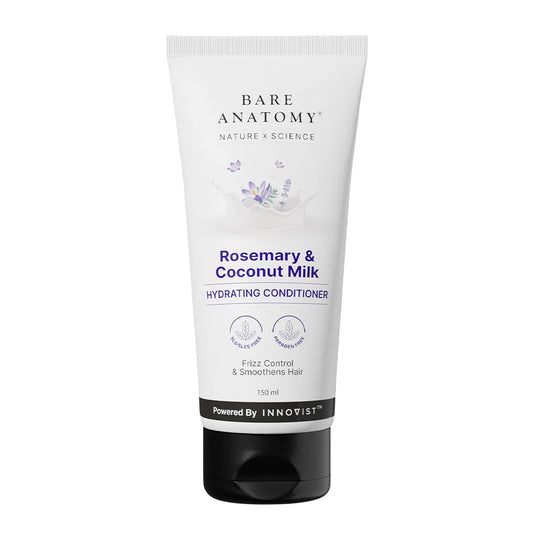Bare Anatomy Nature X Science Rosemary & Coconut Milk Hydrating Conditioner|Natural Conditioner For Dry, Dull & Frizzy Hair|Sls & Paraben Free Conditioner For Women & Men|150 millilitre (Pack of 1)