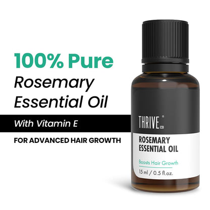 ThriveCo Rosemary Essential Oil | Helps Promote Hair Growth & Control Hair Fall | 100% Pure & Organic | With Vitamin E | Strengthens Hair & Supports Scalp Health | For Men & Women | 15 ml