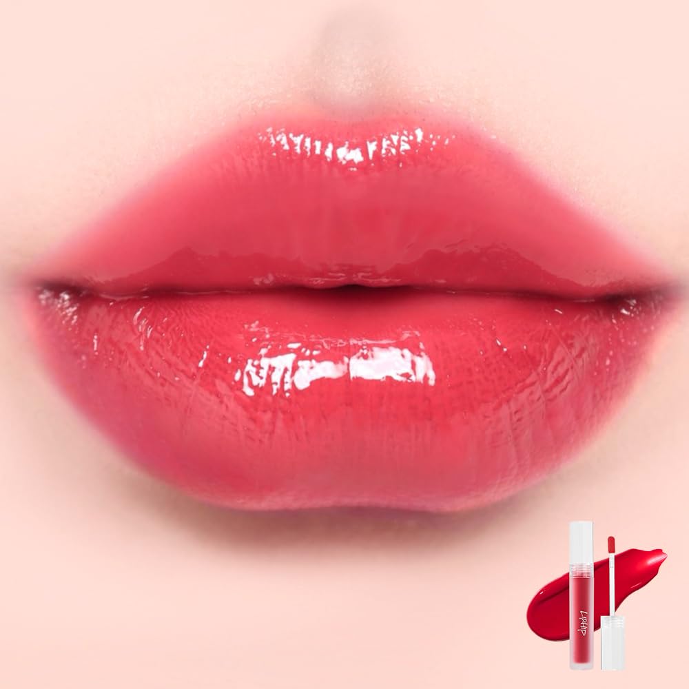 Liphip Glossy Lip Tint (L23 Womenâ€™s Era) High Shine Non-Sticky Tint Lip Gloss, Long Lasting Hydrating Lip Stain Gloss Finish, Korean Lip Tint (3g, Rose Red)