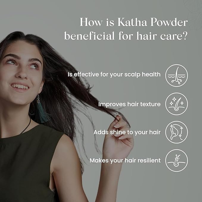 Namo Organics - Katha Powder - 200gm - for Hair Colour | Fresh Catechu in Zipper Pouch
