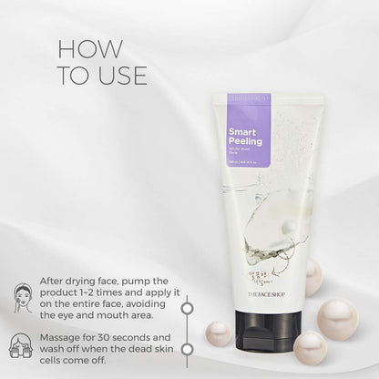The Face Shop Smart Peeling White Jewel Gentle Exfoliator Face Scrub with Pearl Powder extracts for Brightening| Removes Tan and Blackheads,120ml