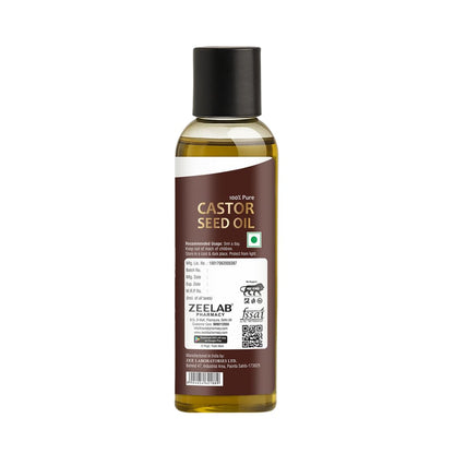 Zeelab Castor Seed Oil 200ml | 100% Pure Cold Pressed | Castor Oil for Skin, Hair Growth, Dandruff, Cleansing & Massage | Multipurpose Herbal Oil for Men & Women