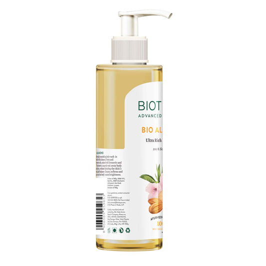 Biotique Almond Oil Ultra Rich Body Wash| Maintains Skinâ€™s Natural pH |100% Botanical Extracts| Soap-Free Body Wash Suitable for All Skin Types | 200mL