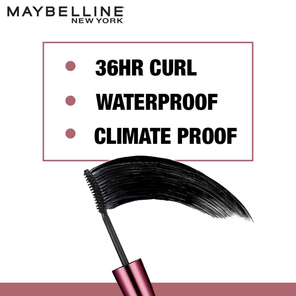 Maybelline New York Mascara, Highly Pigmented Colour, Long-lasting, Waterproof, Hypercurl , Black, 9.2ml