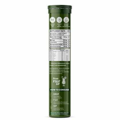 ACV Moringa 5 in 1 formula Effervescent Tablets | 15 Tablets, Pack Of 1 | With L-Carnitine Pomegranate & Cinnamon | Supports Fat Burn | Weight Loss Drink for Women, Men