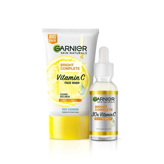 Garnier Bright Complete Facewash 150g & Bright Complete Vitamin C Serum 30ml | Combo
