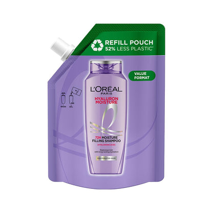 Lâ€™OrÃ©al Paris Hyaluron Moisture Shampoo Refill With Hyaluronic Acid For 72 HR Hydrated Hair, 500ml