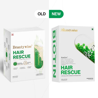 Beautywise HairRescue 30 Capsules| Biotin, Pro Keratin Amino Acids & DHT Blockers | For Hairfall Control & Hair Regrowth | Clinically Tested Ingredients in Dual-Action Capsules | Hair Care Supplement