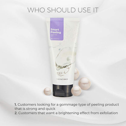 The Face Shop Smart Peeling White Jewel Gentle Exfoliator Face Scrub with Pearl Powder extracts for Brightening| Removes Tan and Blackheads,120ml