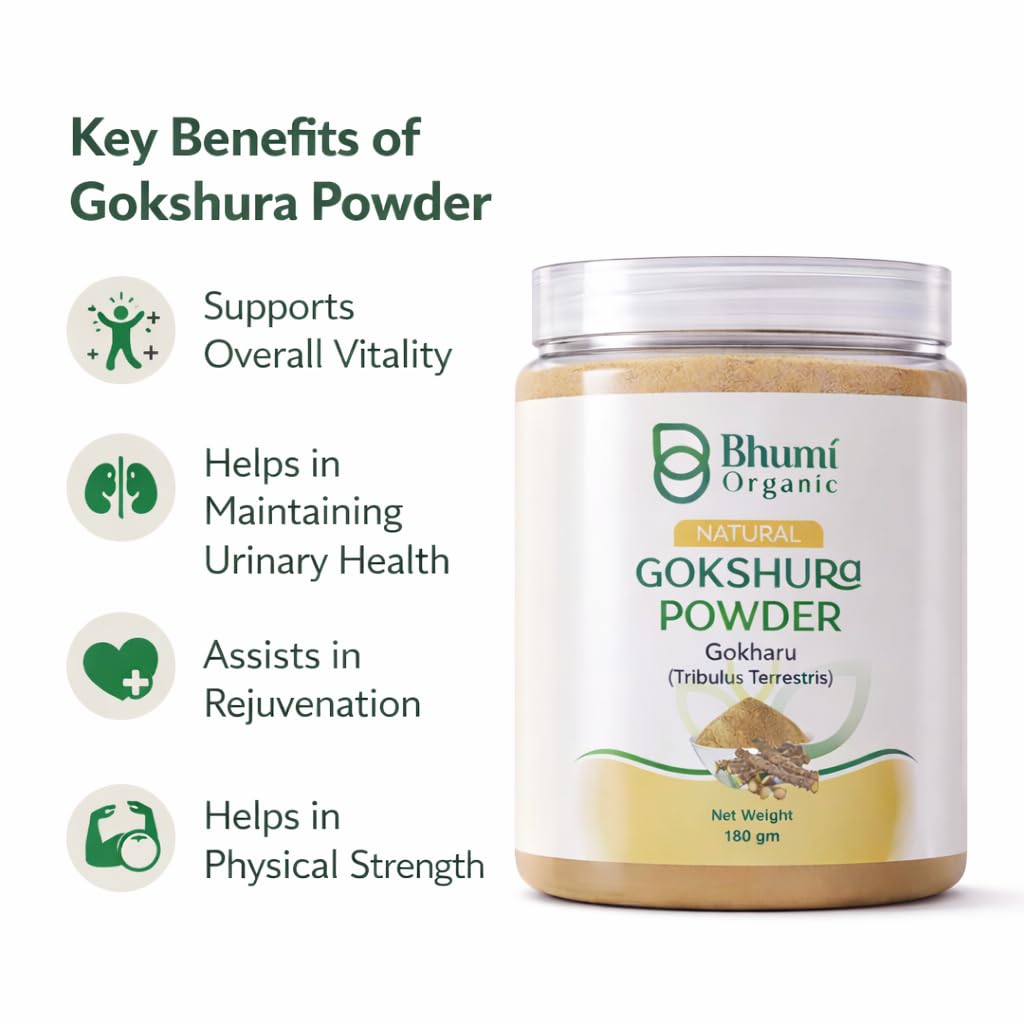 Gokshura (Tribulus Terrestris) Powder, 180g, Natural Herbal Supplement, GMO-Free