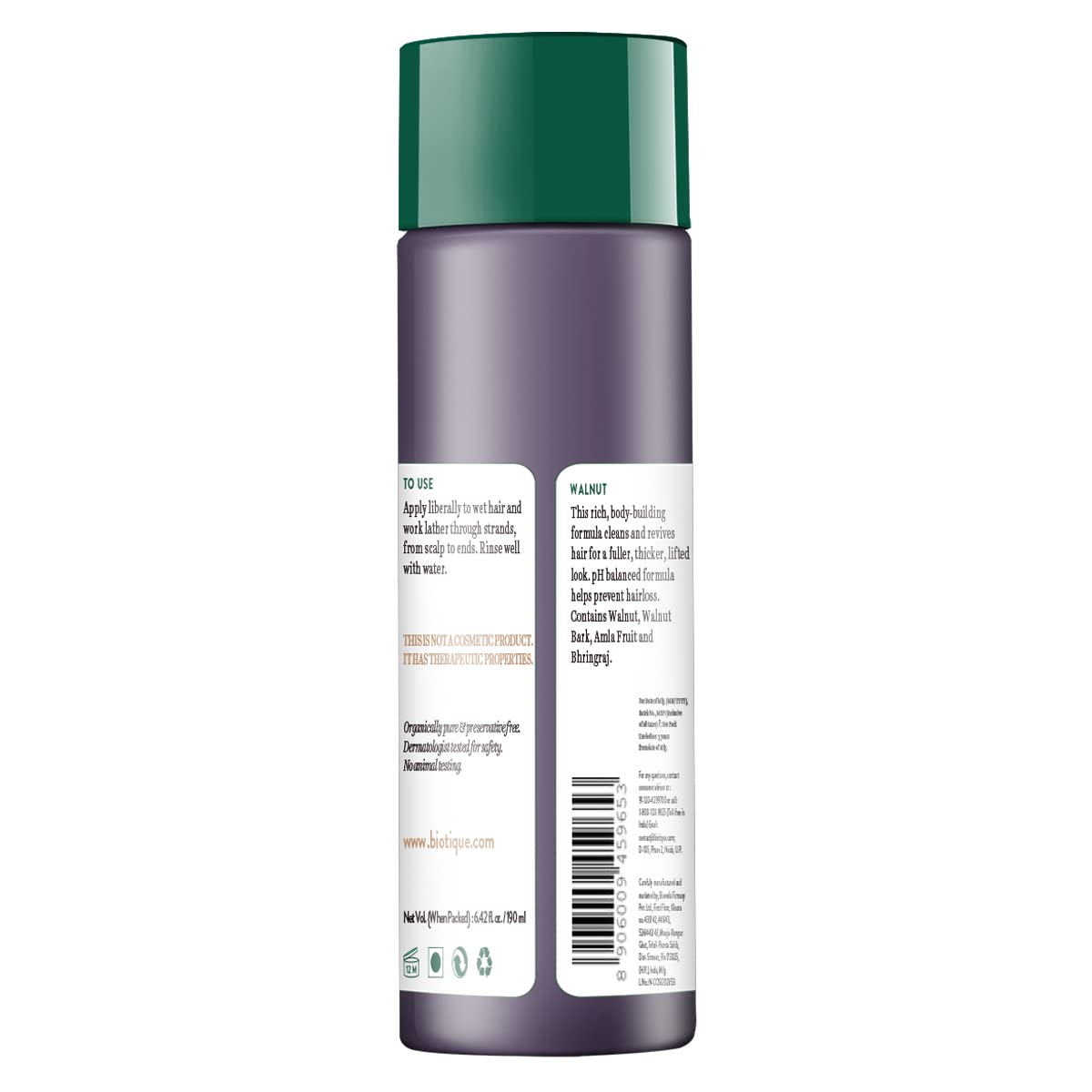 Biotique Walnut Volume and Bounce Shampoo and Conditioner | For Fine and Thinning Hair| Volumizing Shampoo for Thin Hair |100% Botanical Extracts |190ml