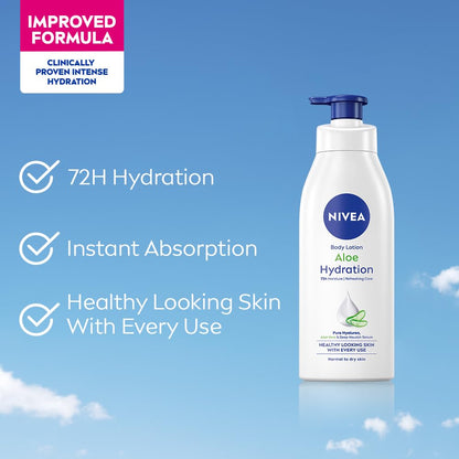 NIVEA Aloe Hydration Body Lotion, 400ml | 72H Moisturization | With Deep Moisture Serum & 100% Natural Aloe Vera Extracts | All Skin Types