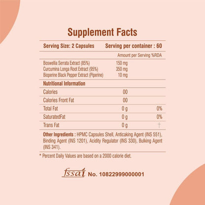Curcumin 95%, Boswellia 85%, 510mg Capsules with Bioperine | 60 Veg Capsules | Super Antioxidant, Improves Metabolism, Fights Inflammation | 60 veg capsules