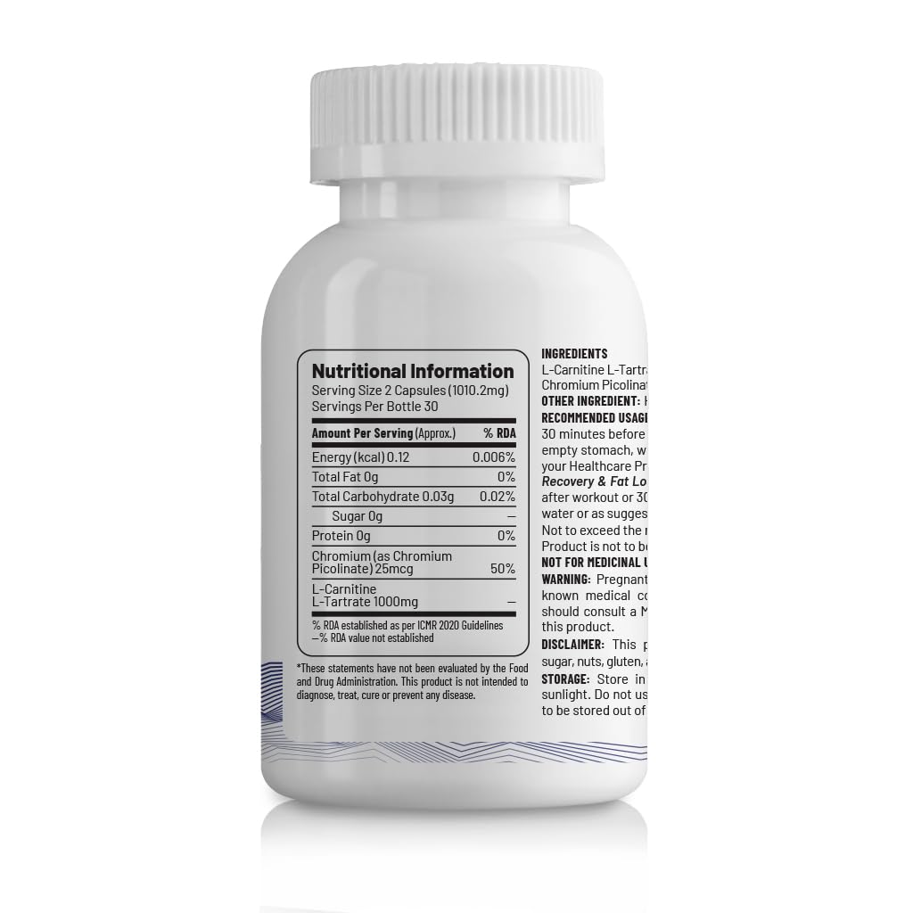 Unived L-Carnitine L-Tartrate 1000mg, Supports use of Fat for Energy, 60 Vegan Caps
