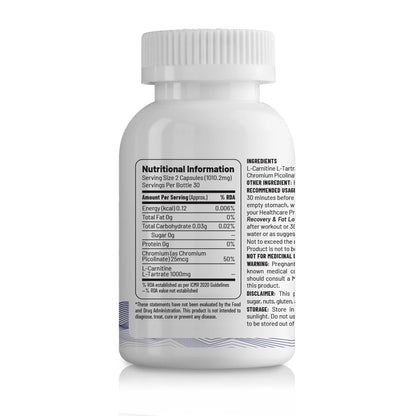 Unived L-Carnitine L-Tartrate 1000mg, Supports use of Fat for Energy, 60 Vegan Caps