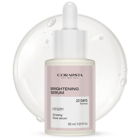 CORALISTA Korean Glow Serum with Ginseng,Vitamin C & Hyaluronic Acid â€“ 30ml | K-Beauty Radiance Booster | 98% Natural, 72% Organic | Face Serum for Brightening Serum 30ml (Pack of 1)