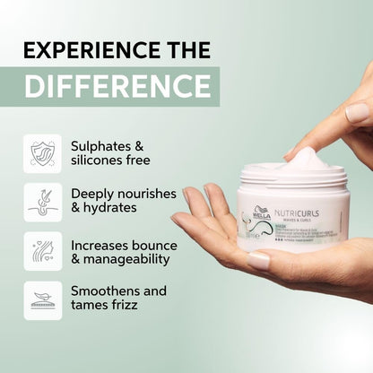 Wella Professionals Nutricurls Deep Treatment Hair Mask for Waves & Curls | 150 ml | Deep Conditioning For Curly Hair | With Jojoba Oil | For Frizz Control
