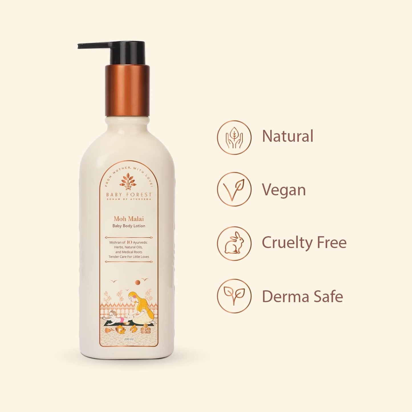 Baby Forest Rich Moisture Nourishing Baby Lotion | With Moisturizing Cream for Baby's Soft Skin | Gentle Daily Care for Newborns & Infants | 200ml | Paraben-Free, Derma Safe
